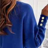 Chloé Rey™ Sweter z dekoltem w kształcie litery V, zapinany na złote guziki